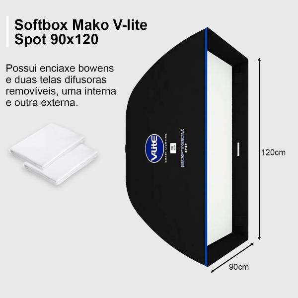 Imagem de Softbox Bowens Mako Spot 90x120cm Para Flash E Iluminadores