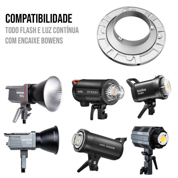 Imagem de Softbox com Grid 90x90 Bowens para Flash Estúdio e Luz Led Godox