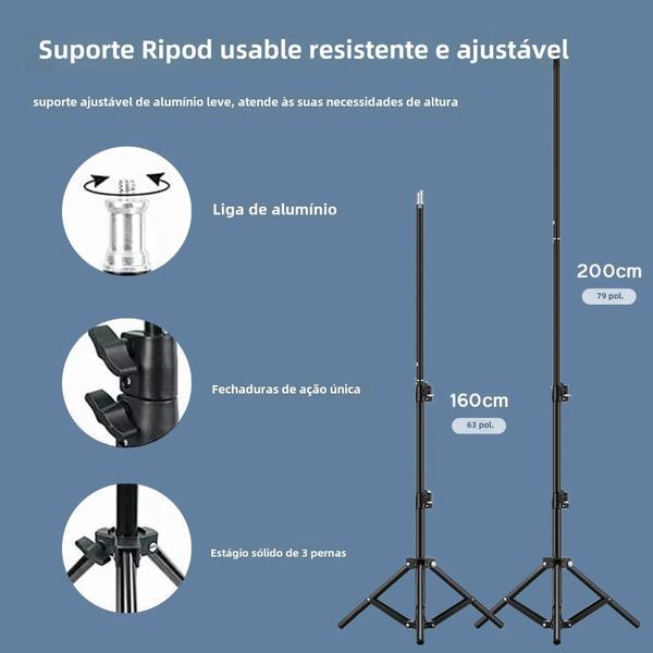 Imagem de Softbox de Fotografia Profissional com Tripé e Lâmpada E27 - Iluminação Contínua