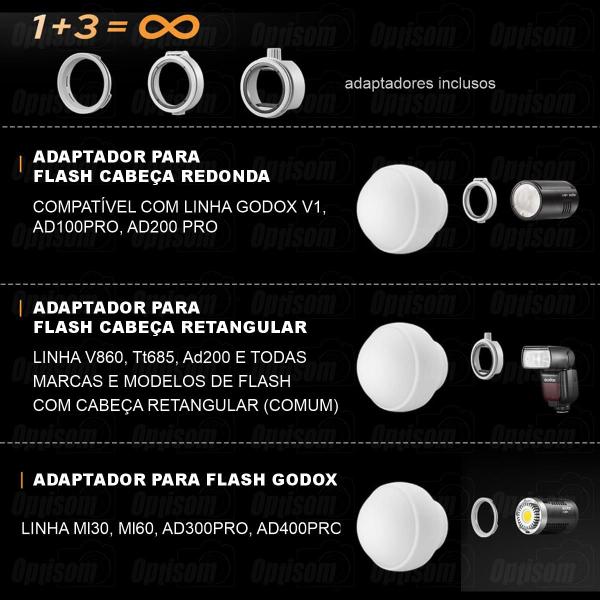 Imagem de Softbox Difusor Mini Dome 15cm Godox Ml-cd15 Para Flash Cabeça Redonda E Retangular