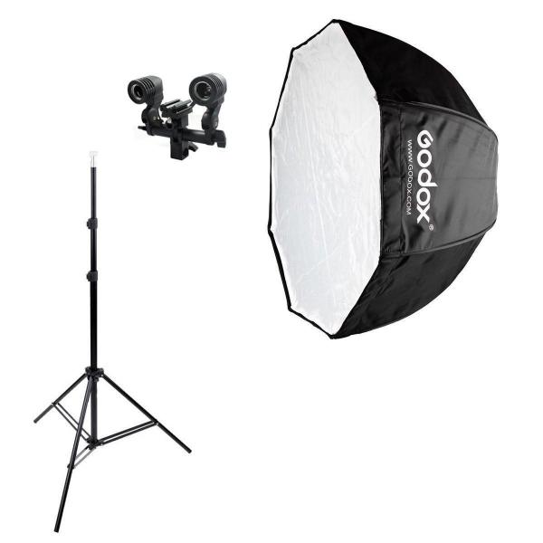Softbox Godox 120Cm Octabox Sombrinha Kit Luz Contínua E Flash Imagem de Softbox Godox 120Cm Octabox Sombrinha Kit Luz Contínua E Flash