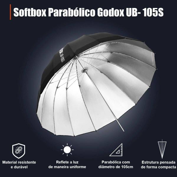 Imagem de Softbox Godox Tipo Sombrinha Parabólica Refletora 105cm - Ub105s