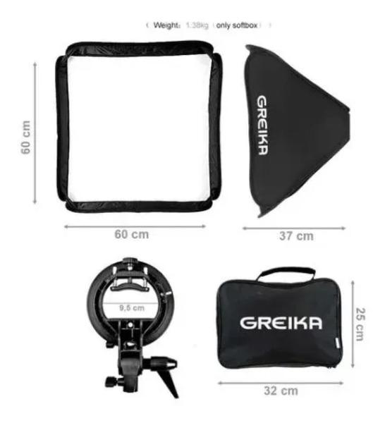 Imagem de Softbox Greika 60x60cm Suporte Bracket Flash Speedlite