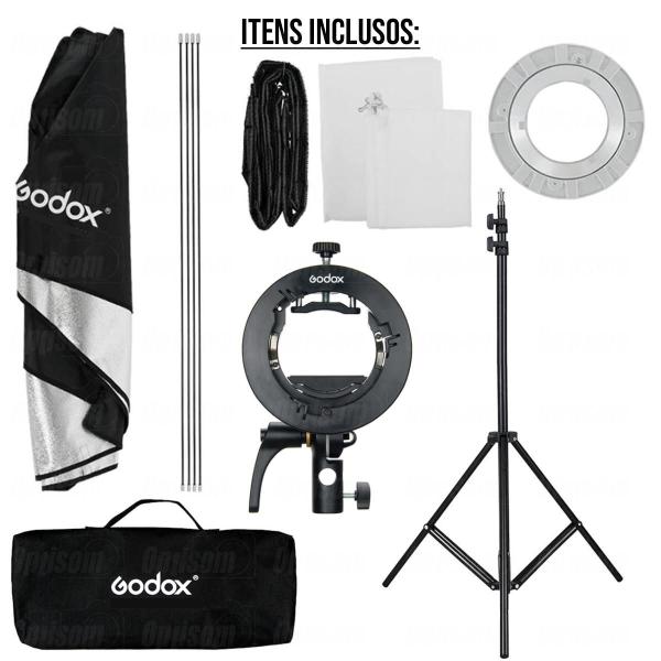 Imagem de Softbox Grid 60x60 Godox Com Tripé 2m Para Flash Speedlite V1 Ad200 Ml60