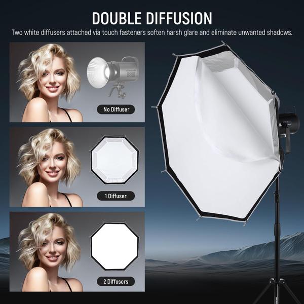 Imagem de Softbox Neewer octogonal 37/95 cm com adaptador de montagem Bowens