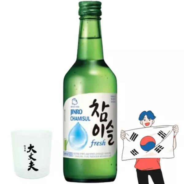 Imagem de Soju Jinro Coreano Sabor Fresh 360ml + Copo Soju 