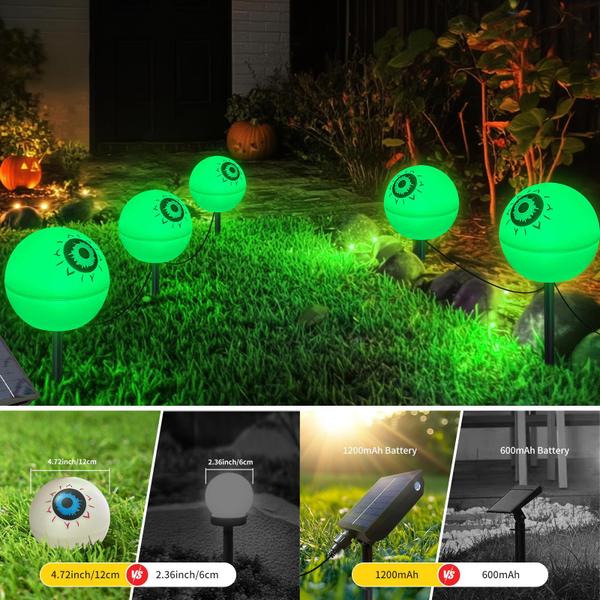 Imagem de Solar Lights Auidum Halloween Outdoor, pacote com 5 unidades, verde e vermelho