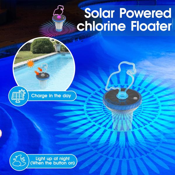 Imagem de Solar Pool Chlorine Floater TidyMister 2 em 1 com luzes