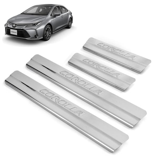 Soleira Aço Inox 4 Porta Original Brasikar Corolla 2020-2022 - Texas 4X4 Imagem de Soleira Aço Inox 4 Porta Original Brasikar Corolla 2020-2022