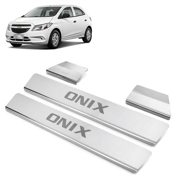 Soleira Aço Inox 4 Portas Original Brasikar Onix 2013 2014 - Texas 4X4 Imagem de Soleira Aço Inox 4 Portas Original Brasikar Onix 2013 2014