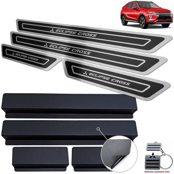 Imagem de Soleira Aço Inox Mitsubishi Eclipse Cross Preto Alto Relevo