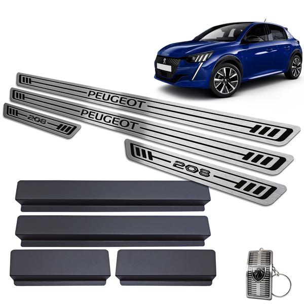 Imagem de Soleira Aço Inox Peugeot 208 2021 Preto Baixo Relevo