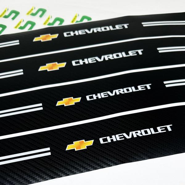 Imagem de Soleira Da Porta Compatível Linha Chevrolet Fibra De Carbono