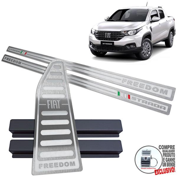 Imagem de Soleira Descanso Fiat Strada Freedom Prata Alto Relevo