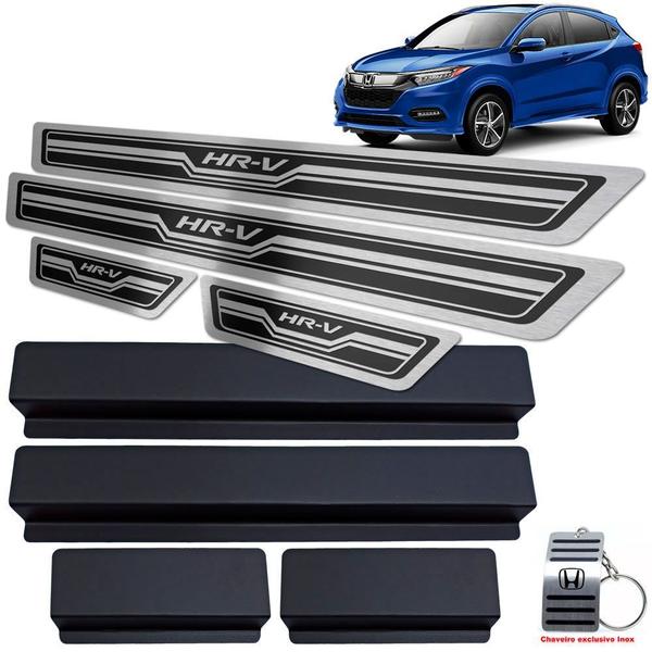 Imagem de Soleira Em Aço Inox Honda Hr-v 2019 2020 Preto Alto Relevo