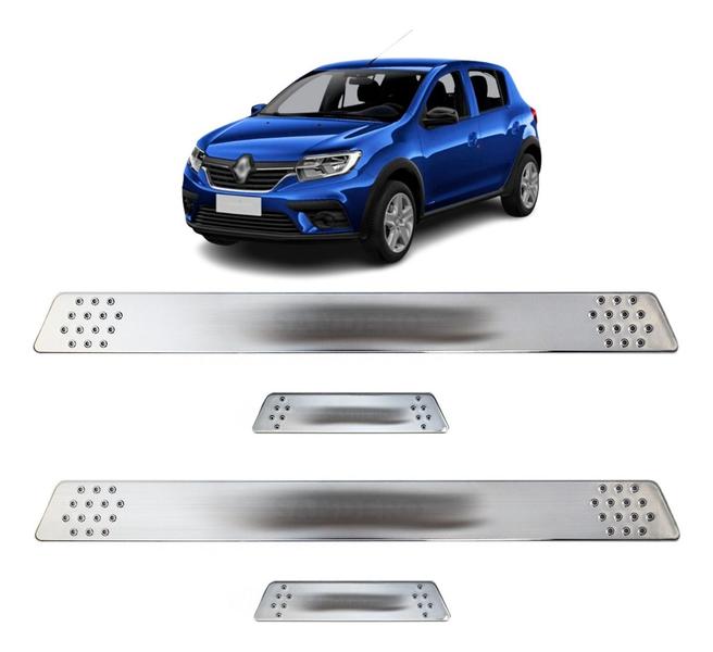 Imagem de Soleira para Porta Lateral Tuning Esportiva para carros 4 Portas (ABS) CROMADO Personalizado SANDERO