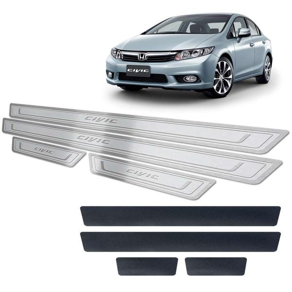 Soleira Prata + Vinil Em Aço Inox Honda Civic 12/16 - JR PARTS Imagem de Soleira Prata + Vinil Em Aço Inox Honda Civic 12/16