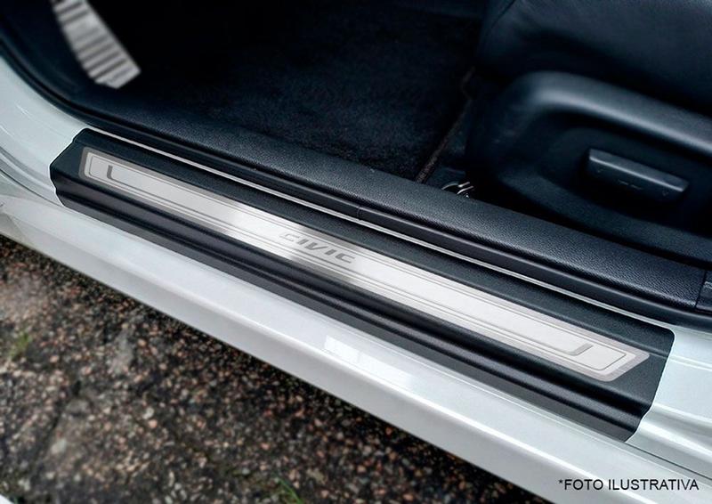Soleira Prata + Vinil Em Aço Inox Honda Civic 12/16 - JR PARTS Imagem de Soleira Prata + Vinil Em Aço Inox Honda Civic 12/16