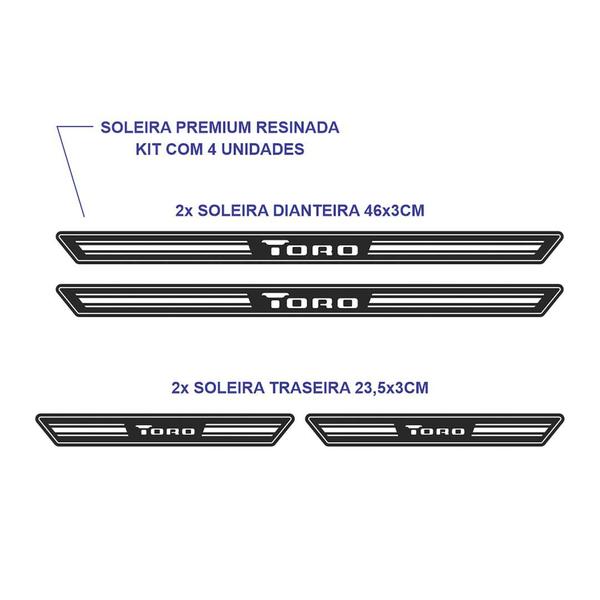 Imagem de Soleira Resinada Fiat Toro Proteção Carro 4 Portas 4 Peças