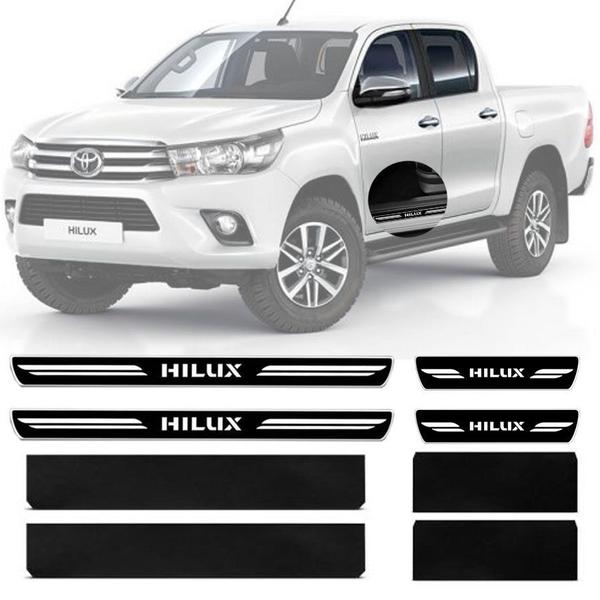 Imagem de Soleira Resinada Premium Toyota Hilux Cabine Dupla 2016 17 18 19 8 Peças