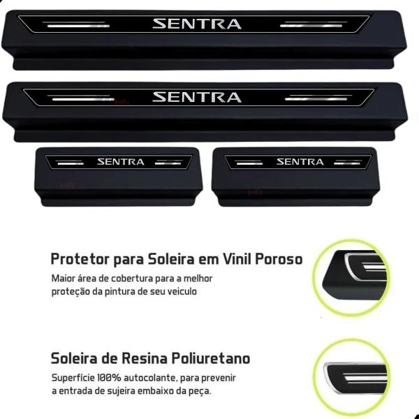 Imagem de Soleira Resinada Proteção Porta Premium Preto Black Sentra