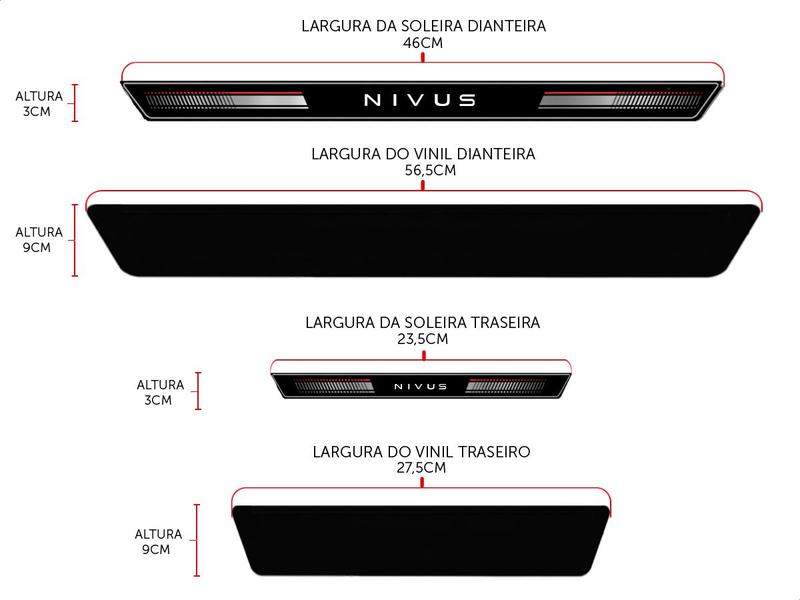 Imagem de Soleira Sofisticar Resinada Com Blackout Volkswagen Nivus 2020 21 22 23 24 -  8 Peças