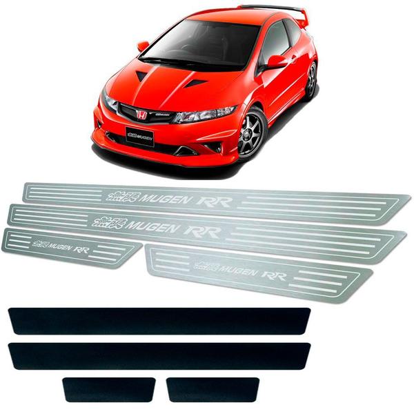 Imagem de Soleira + Vinil Honda Civic Mugen Rr 12 13 14 15 16 Aço Inox