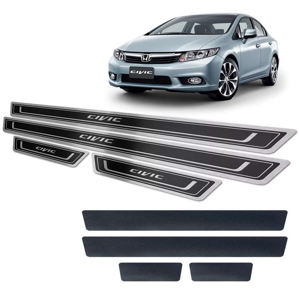 Imagem de Soleiras Alto Relevo + Descanso Aco Inox Honda Civic 12/16