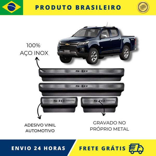 Imagem de Soleiras de Carro 100% AÇO INOX doChevrolet Nova S-10 2014 Acima , serve com perfeição Premium Envio Rápido Brasil