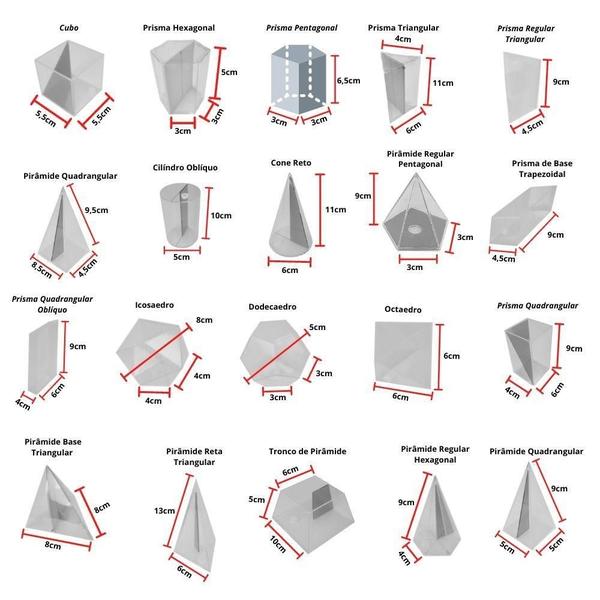 Imagem de Sólidos Geométricos Planificados Pedagógico Aluno 20 Peças