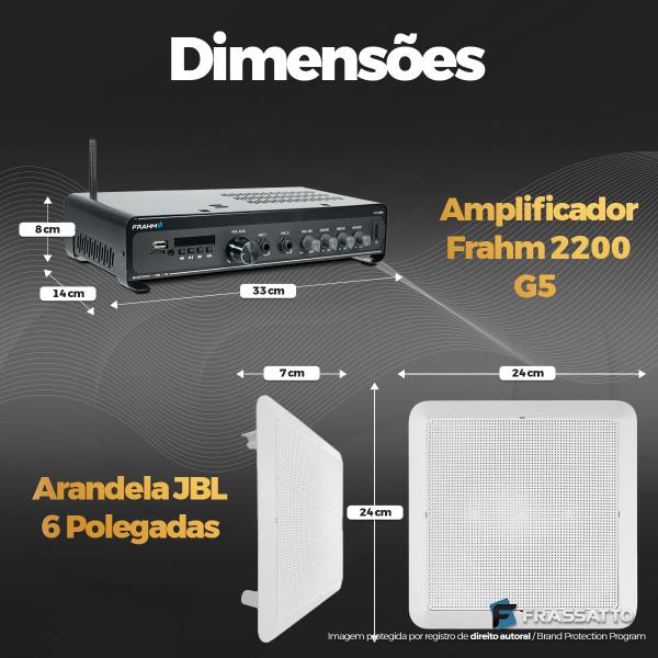 Imagem de Som Ambiente Area Gourmet Bluetooth Usb Sd Frahm Slim 2200 G5 + Arandelas Jbl Original