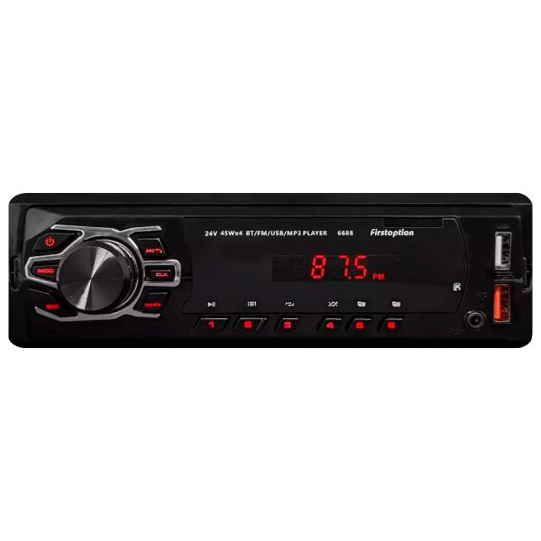 Imagem de Som Automotivo AM/FM First Option Maxx Audio 4x25W RMS 2 USB Carregador Celular MP3 Bluetooth 4 Saídas para Alto-Falantes