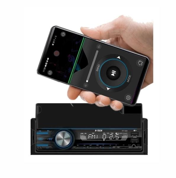 Imagem de Som Automotivo Rádio H-Tech HT-1222 MP3/USB/SD/BT Com Suporte Para Celular