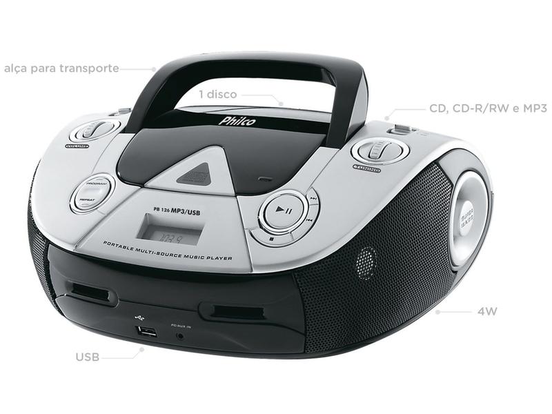 Som Portátil Philco PB126 USB AM/FM CD Player MP3