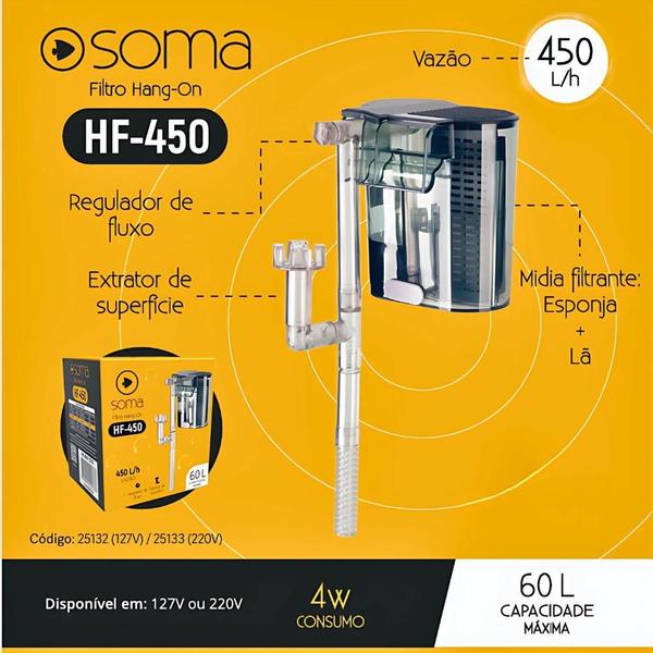 Imagem de Soma Filtro Externo HF-450 450l/h Aquário Peixe Ornamental