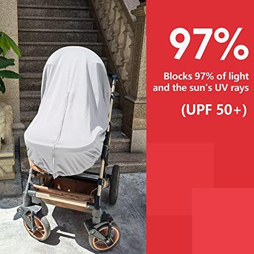 Imagem de Sombra de Sol para Carrinhos de Bebê, Sombra de Sol UV e Sombra de Sono Ajuste Universal para Carrinhos de Bebê, Capa de Carrinho Blackout, Respirável e Pára 99% dos Raios do Sol (UPF50+)