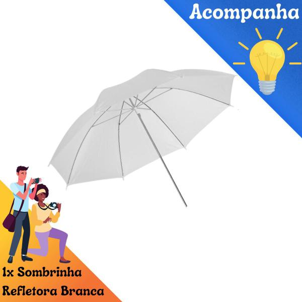 Sombrinha Branca Flash Tripé Filme Difusora 84cm Fotografia - PDIMPORT Imagem de Sombrinha Branca Flash Tripé Filme Difusora 84cm Fotografia