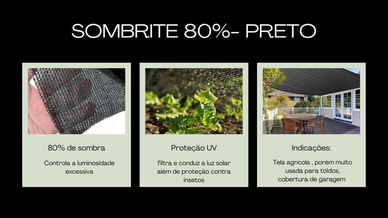 Imagem de Sombrite 80% Preto: Tela 2x45m - Proteção Solar