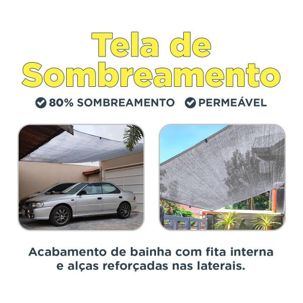 Imagem de Sombritela Cinza 80% 3x4 Acabamento Bainha Shade Proteção