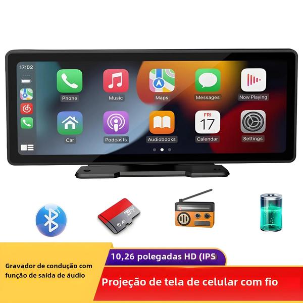 Imagem de Somente Android Auto e Apple CarPlay: Rádio do Carro MP5 10,26" com Tela HD, Câmera Traseira e DVR