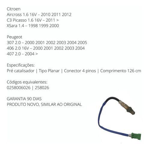 Imagem de Sonda lambda citroen aircross c3 picasso 1.6 16v xsara 1.4 peugeot 307 406 407 2.0 16v pré catalisador