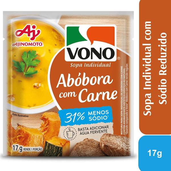 Sopa Cremosa Vono Sabor Abóbora Com Carne Menos Sódio 17g Imagem de Sopa Cremosa Vono Sabor Abóbora Com Carne Menos Sódio 17g