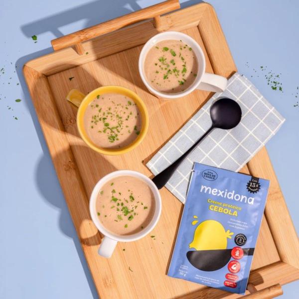 Sopa de Caneca Proteica de Cebola Sem Glúten, Vegana Mexidona 30g Imagem de Sopa de Caneca Proteica de Cebola Sem Glúten, Vegana Mexidona 30g