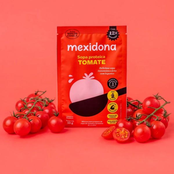 Sopa de Caneca Proteica de Tomate Sem Glúten, Vegana Mexidona 30g Imagem de Sopa de Caneca Proteica de Tomate Sem Glúten, Vegana Mexidona 30g