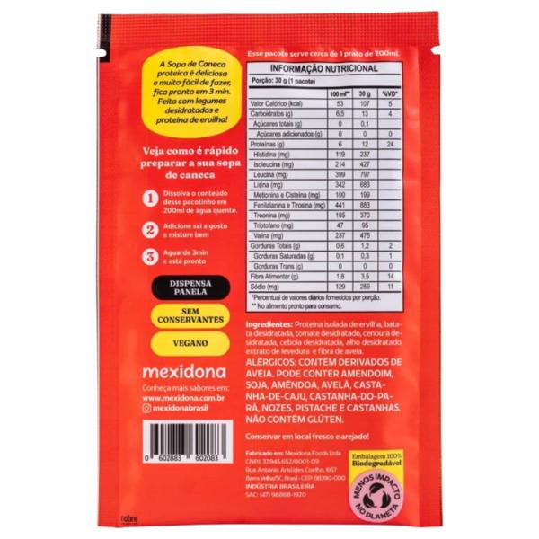 Sopa de Caneca Proteica de Tomate Sem Glúten, Vegana Mexidona 30g Imagem de Sopa de Caneca Proteica de Tomate Sem Glúten, Vegana Mexidona 30g