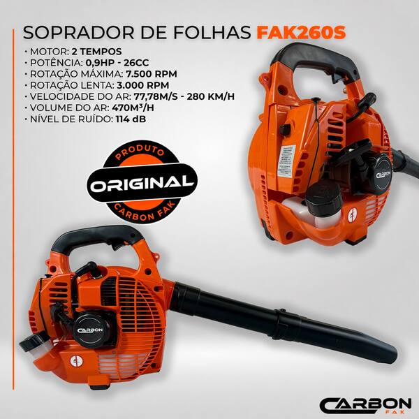 Soprador de Folhas a Gasolina 26cc 0,9HP Lateral Portátil Leve