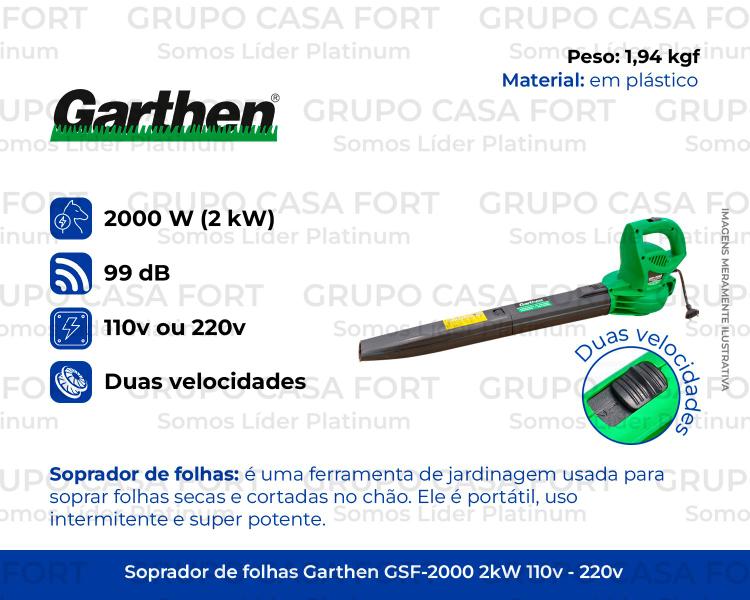 Imagem de Soprador De Folhas Eletrico Monofásico Gsf2000 Garthen 2000w 110v