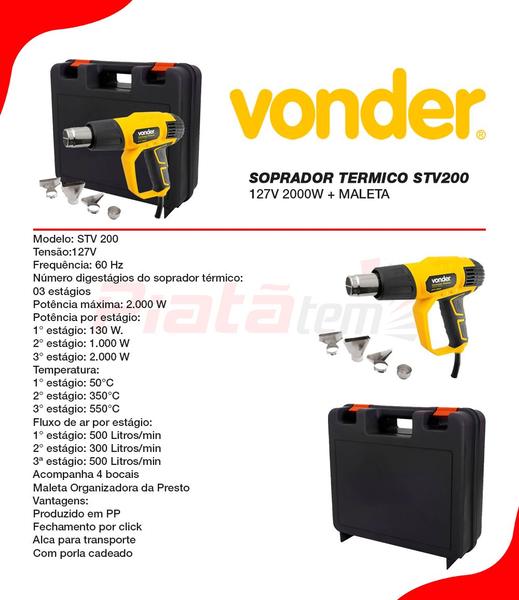 Imagem de Soprador Térmico 2000w Stv200 127v + Maleta Plástica  Vonder