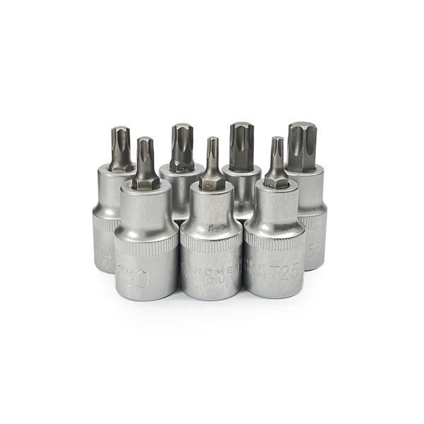 Imagem de Soquete Bits Torx Curto Jogo Enc. 1/2'' Kit C/ 7 Peças