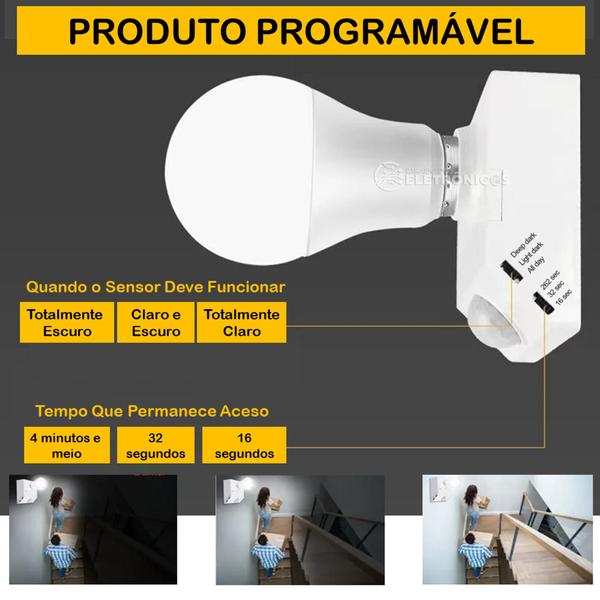 Imagem de  Soquete Com Sensor de Presença Programável Ideal para Ambientes Internos e Externos LK6025